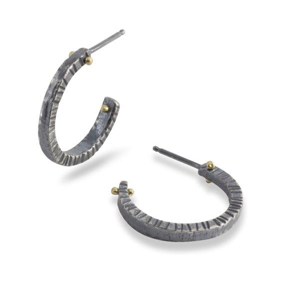 Forged: Textured Rivet Hoop Earrings