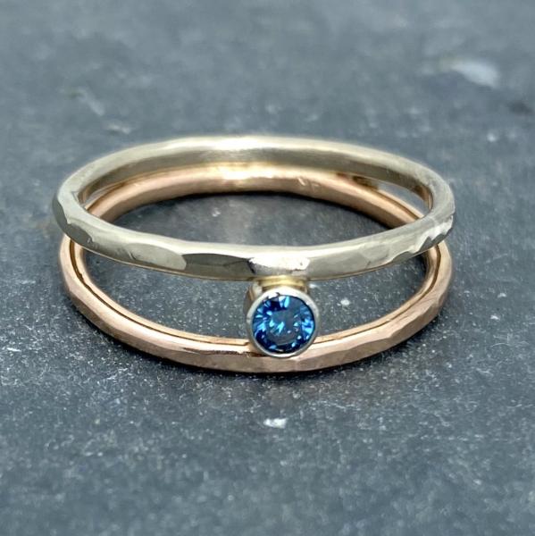 Parallel Universe: Blue Diamond and White/Rose Gold Ring picture