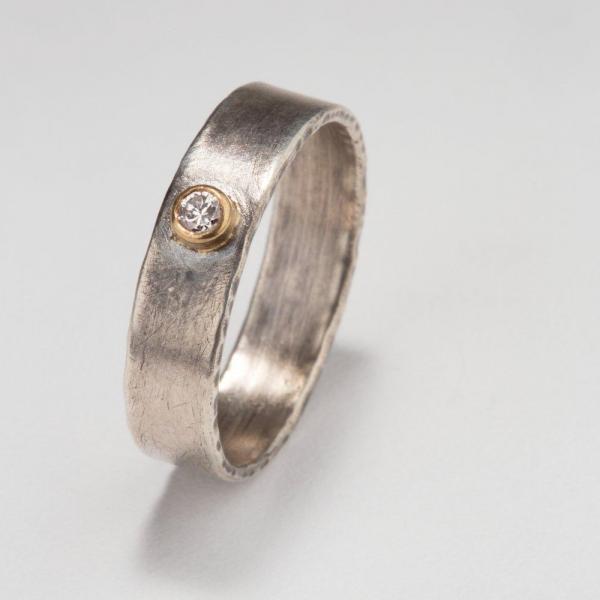 Modern Simplicity: Diamond and Sterling Silver Ring picture