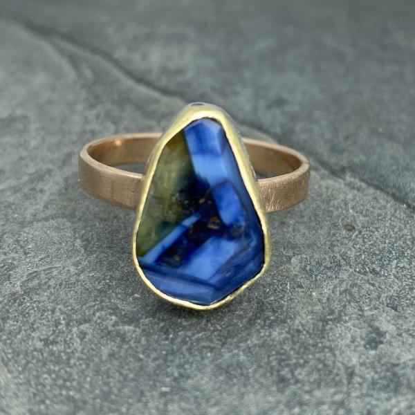 Natural Wonder: Blue Sapphire/Blue Diamonds Rose Gold Ring picture