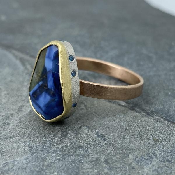 Natural Wonder: Blue Sapphire/Blue Diamonds Rose Gold Ring picture