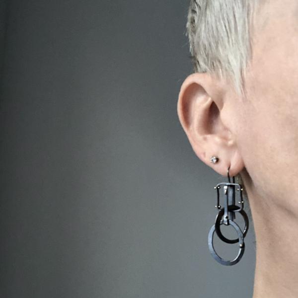Forged: Geometric Rivet Drop Earrings picture