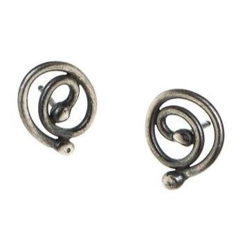 Spiral Trajectory: Coiled Rose Stud Earrings