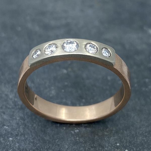 Modern Simplicity: Five-Diamond Rose Gold Ring picture