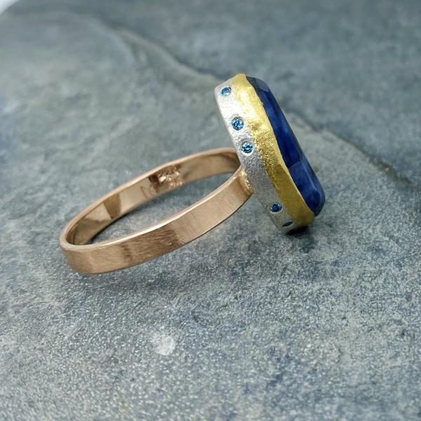 Natural Wonder: Blue Sapphire/Blue Diamonds Rose Gold Ring picture