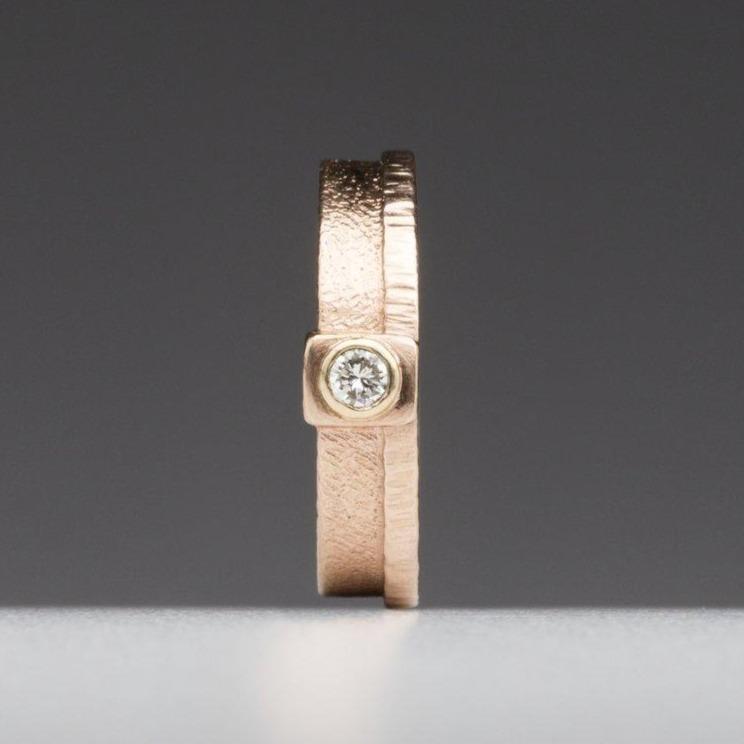Rounded Rectangle: Diamond in Rose Gold Ring picture