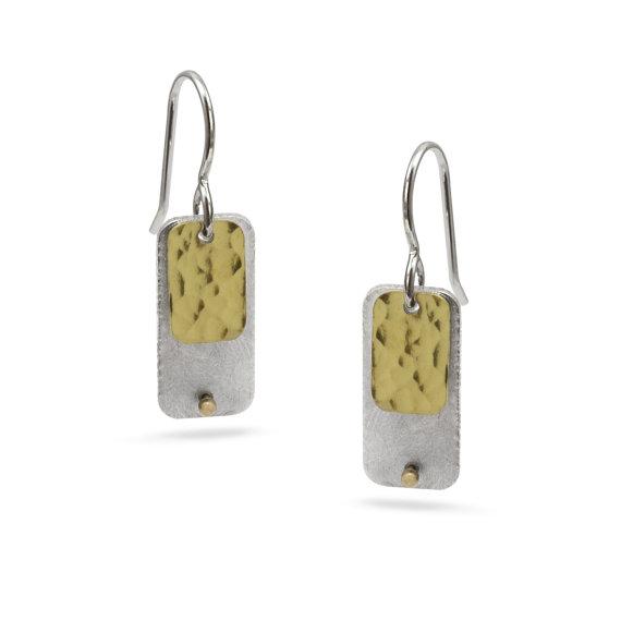 Gilded: Rivet/Double Rectangle Layered Drop Earrings picture