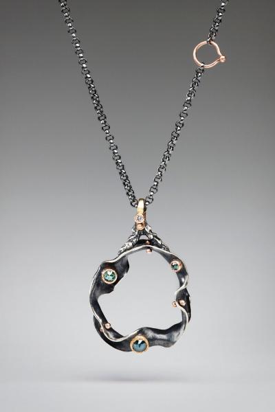 Organic Matter: Blue Diamond Wave/Curvaceous Rivet Necklace picture