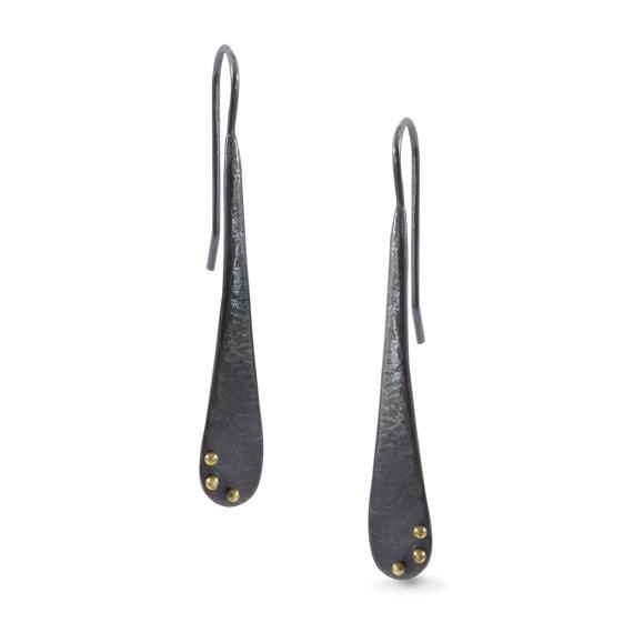 Pavement Drips: Elongated Teardrop/Rivet Earrings picture