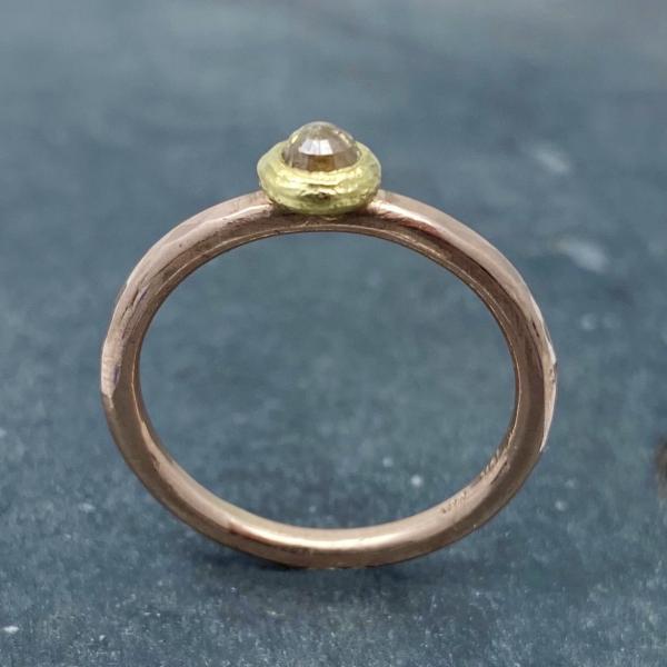 Forged: Champagne-Colored Diamond and Rose Gold Hammered Ring picture