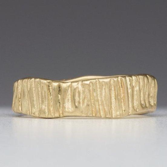 Textured Bark: Yellow Gold Wide Ring picture