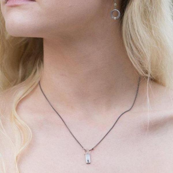 Modern Simplicity: Bar and Loop Diamond Necklace picture