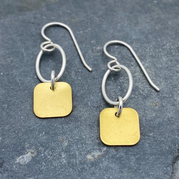 Gilded: Oval and Cube Drop Earrings