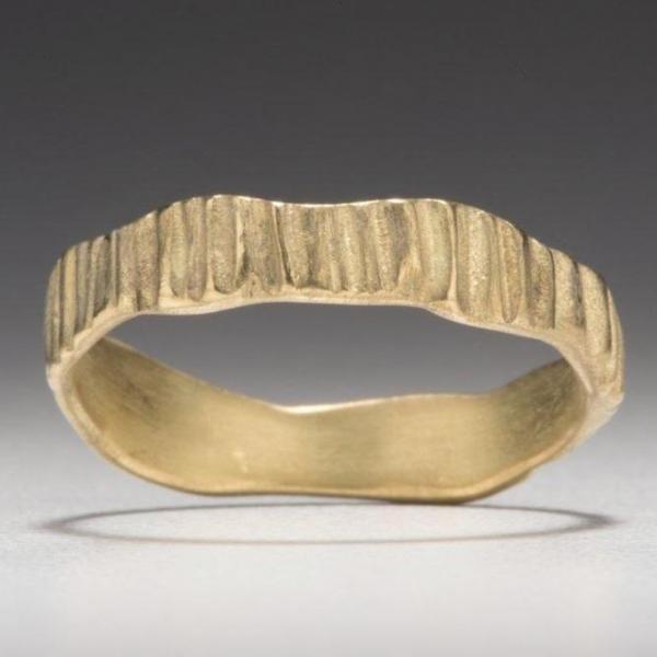 Textured Bark: Yellow Gold Narrow Ring picture