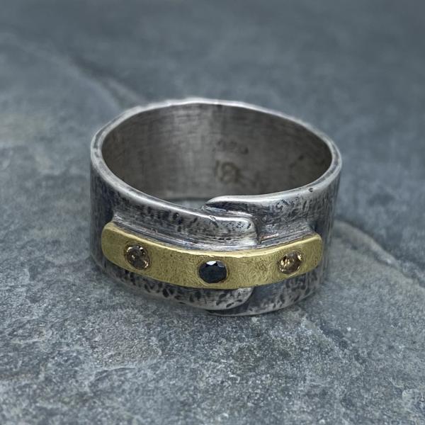 Modern Simplicity: Chocolate and Black Diamonds/Yellow Gold and Sterling Silver Ring