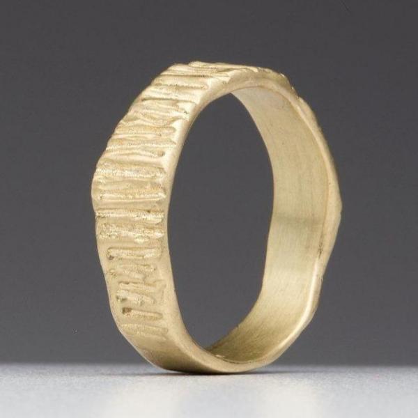 Textured Bark: Yellow Gold Wide Ring picture