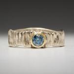 Textured Bark: Blue Diamond and Palladium White Gold Ring