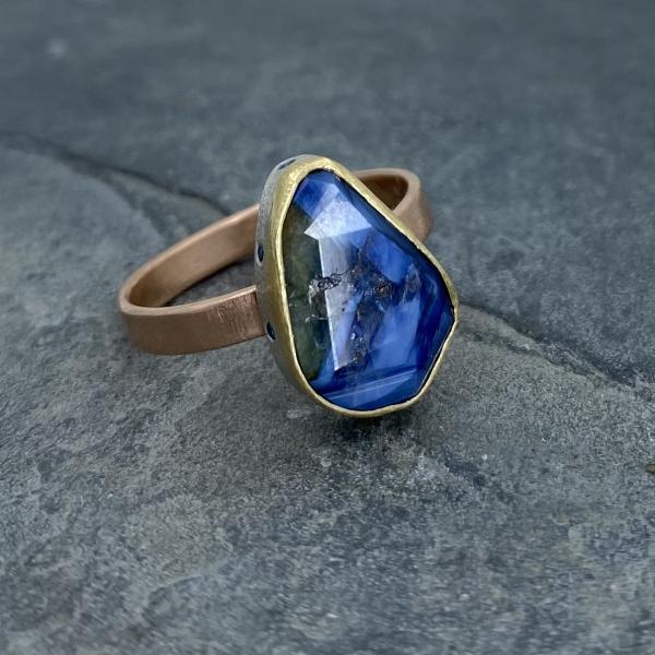 Natural Wonder: Blue Sapphire/Blue Diamonds Rose Gold Ring picture