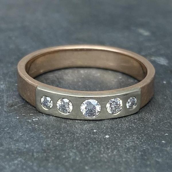 Modern Simplicity: Five-Diamond Rose Gold Ring picture