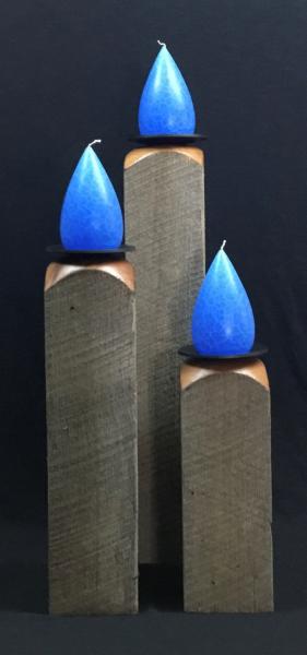 3 Piece Bean Candle Holder Set, Top Turned picture