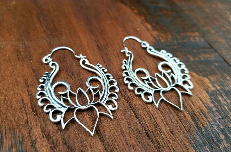 Silver Lotus Earrings picture