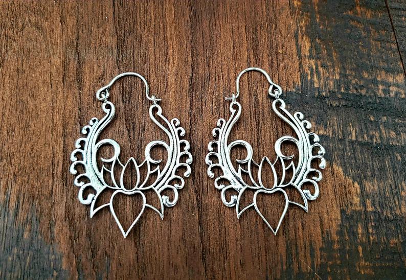 Silver Lotus Earrings picture