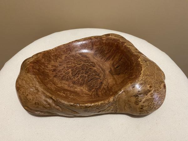 Natural edge brown Mallee burl bowl #25 picture