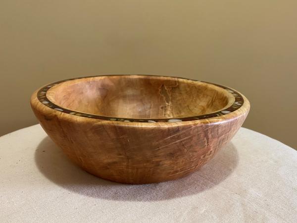 Straight edge Maple with beans and Copper in rim inlay bowl #33 picture