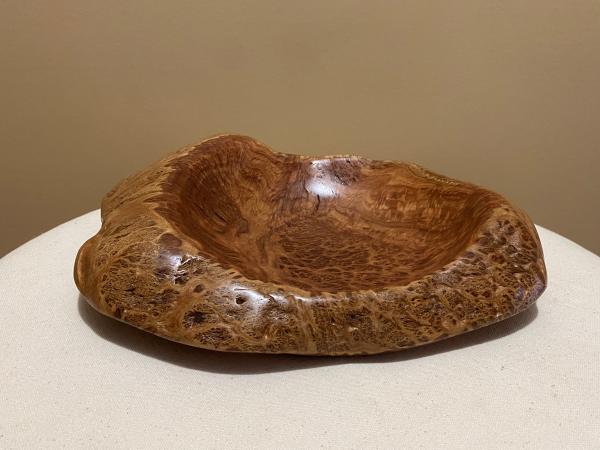 Natural edge brown Mallee burl bowl #25