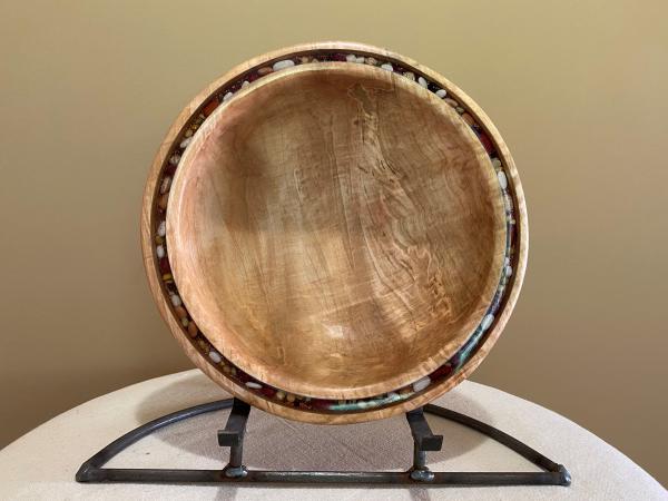 Straight edge Maple with beans and Copper in rim inlay bowl #33