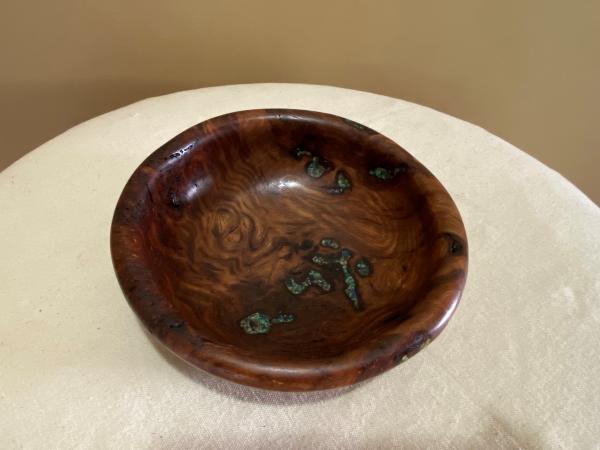 Straight edge Eucalyptus burl with Turquoise and Copper shavings inlay #28 picture