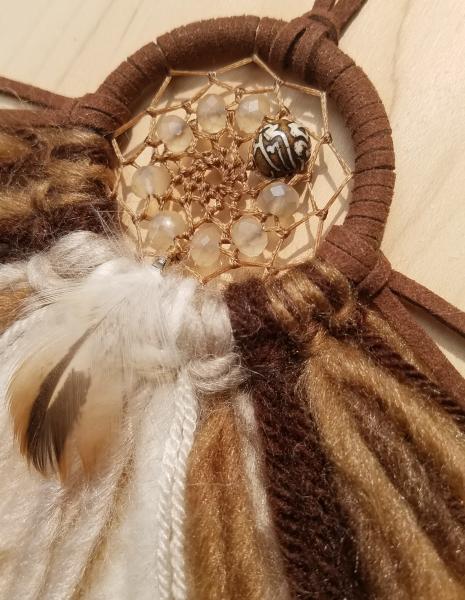 blue + cream + tan + brown "shortie" dream catcher (sku327) picture