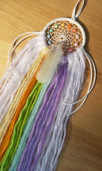 rainbow + white + genuine crystals dream catcher (sku506) picture