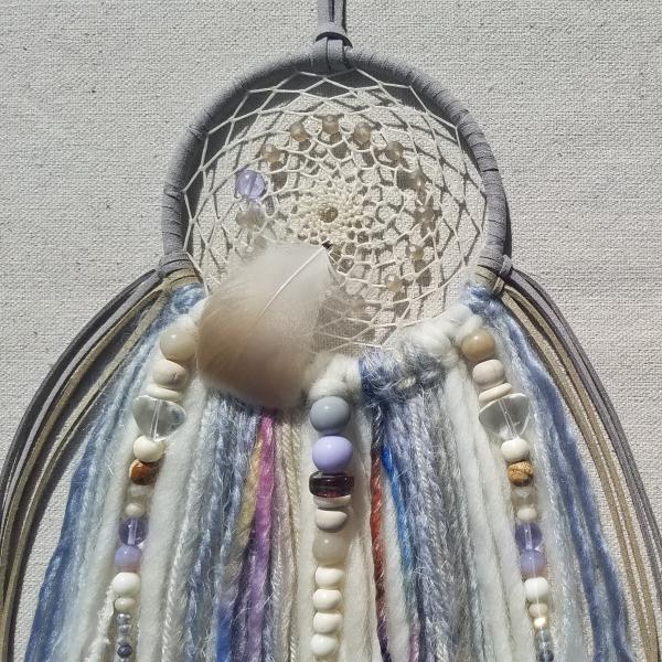 crystal clear quartz + lilac purple + blue + tan + Picture Jasper dream catcher (sku255) picture