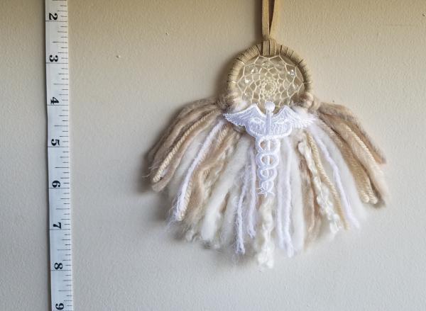 white + cream + tan + Nurse/Doctor gift "shortie" dream catcher (sku419) picture