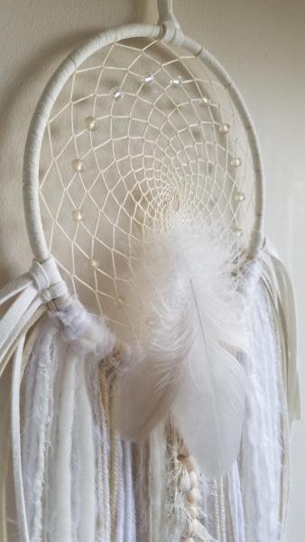 white + cream + genuine crystals medium dream catcher (sku528) picture