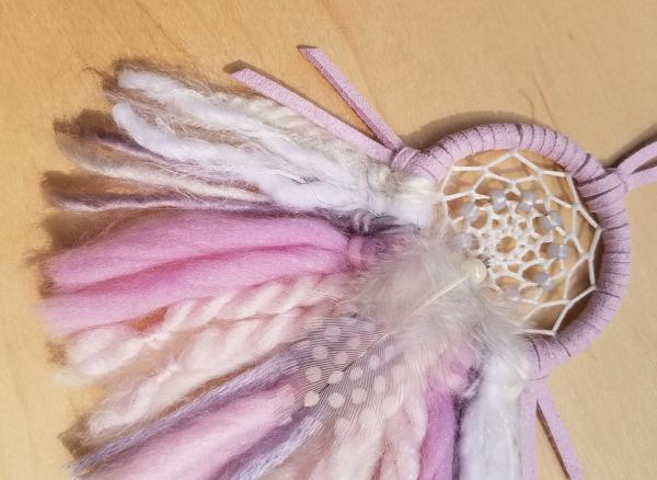 pink + purple + white small "shortie" dream catcher (sku316) picture