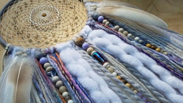 blue + white + purple + cream medium large dream catcher (sku253)