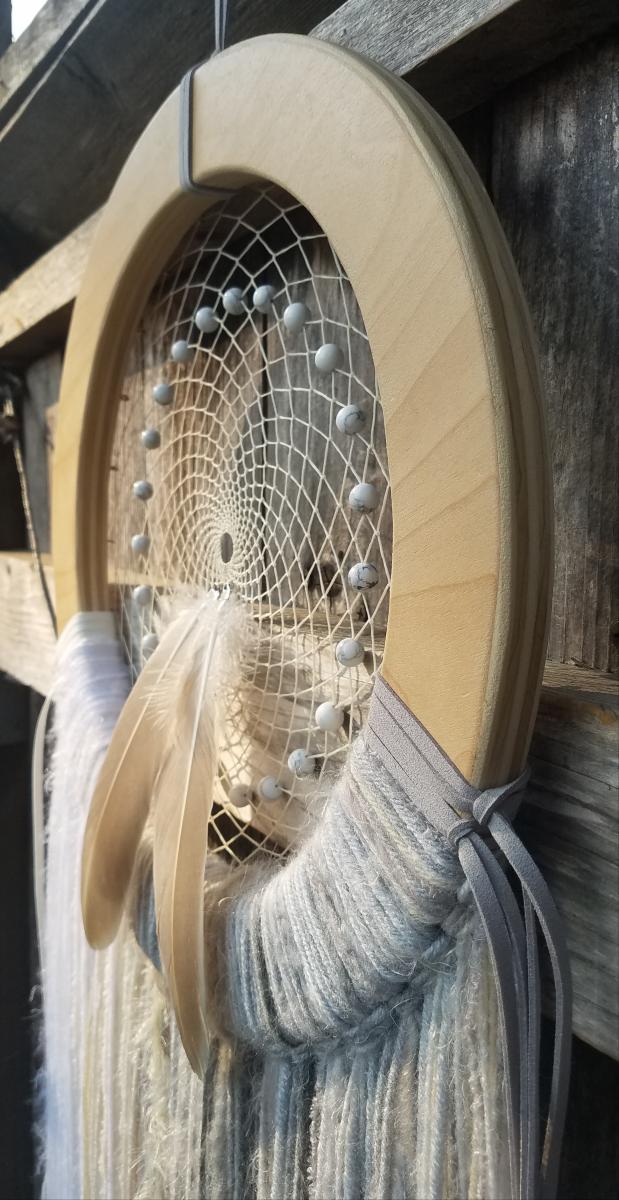 gray + white + wood + Howlite LARGE dream catcher ( sku517) picture