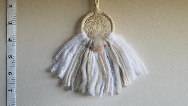 white + cream + crystals "shortie" dream catcher (sku424) picture