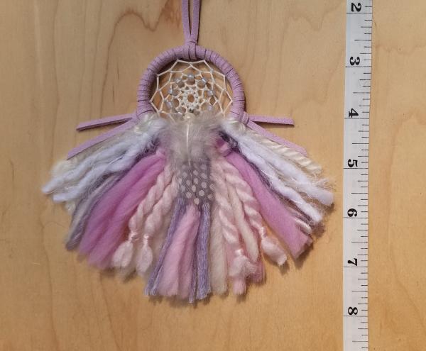 pink + purple + white small "shortie" dream catcher (sku316) picture