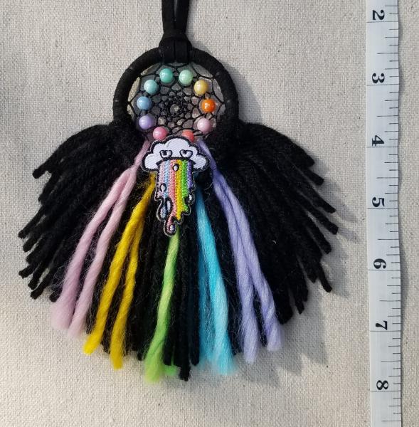 black + rainbow + grumpy cloud small "shortie" dream catcher (sku520, 521, 522) picture