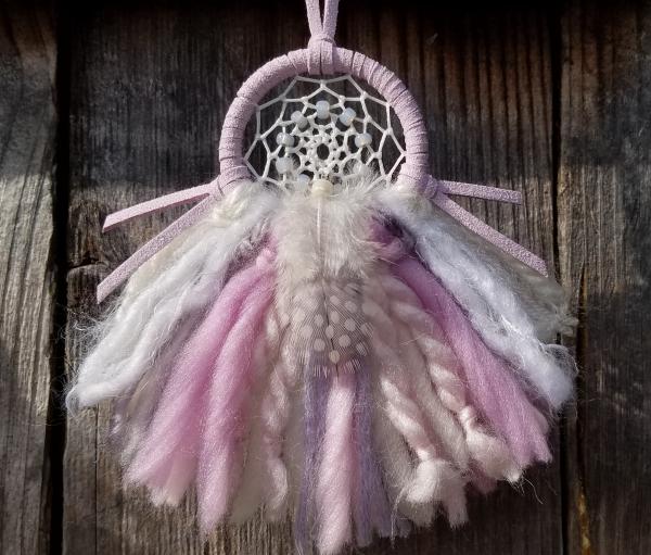 pink + purple + white small "shortie" dream catcher (sku316) picture