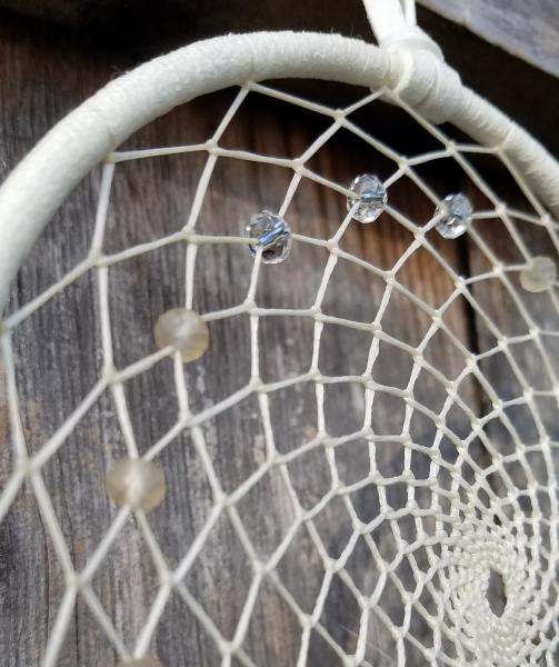 white + cream + genuine crystals medium dream catcher (sku528) picture