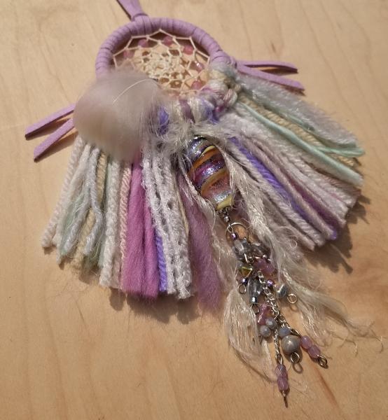 lilac + soft green + sparkly purple small "shortie"dream catcher (sku523) picture