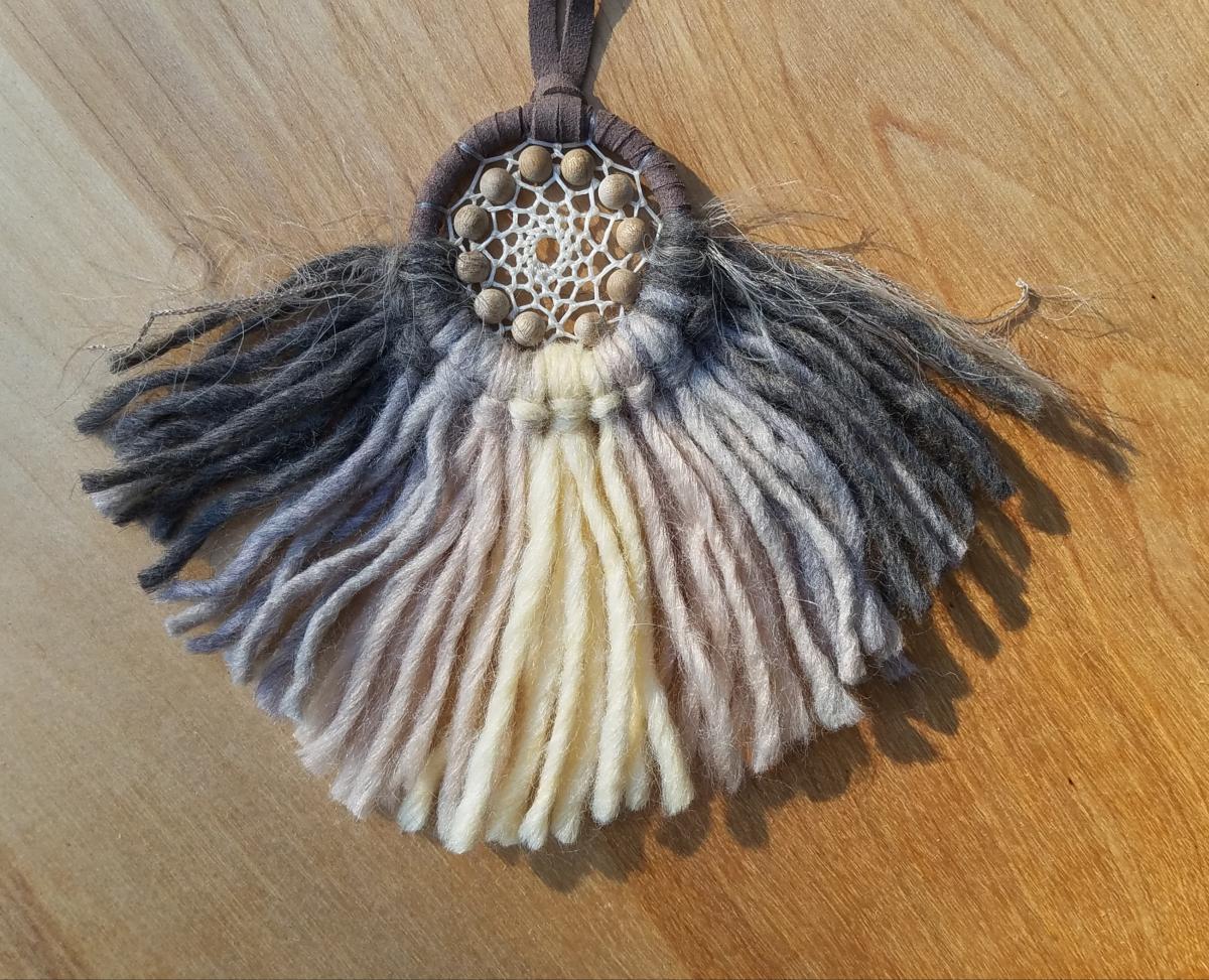 clay brown + warm tan + Sandalwood "shortie" dream catcher (sku425) picture