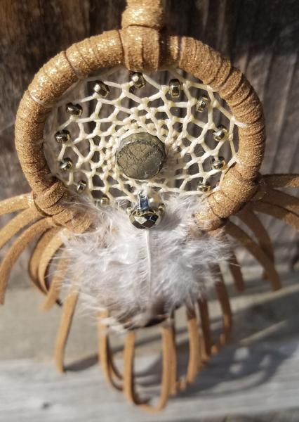 chestnut + gold + Pyrite small dream catcher (sku443) picture