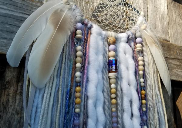 blue + white + purple + cream medium large dream catcher (sku253) picture