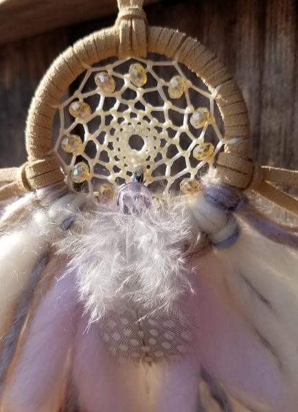 lilac + cream + rainbow + tan small "shortie" dream catcher (sku423) picture