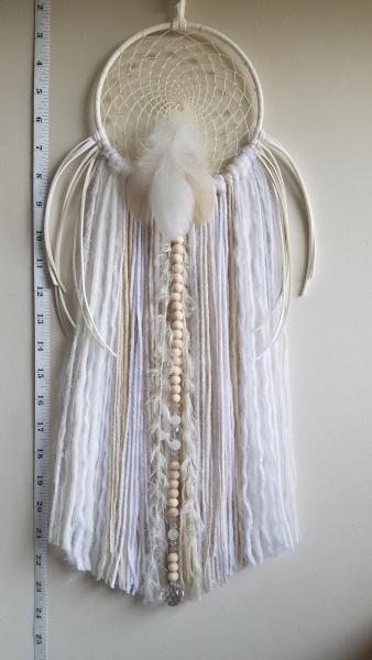 white + cream + genuine crystals medium dream catcher (sku528) picture